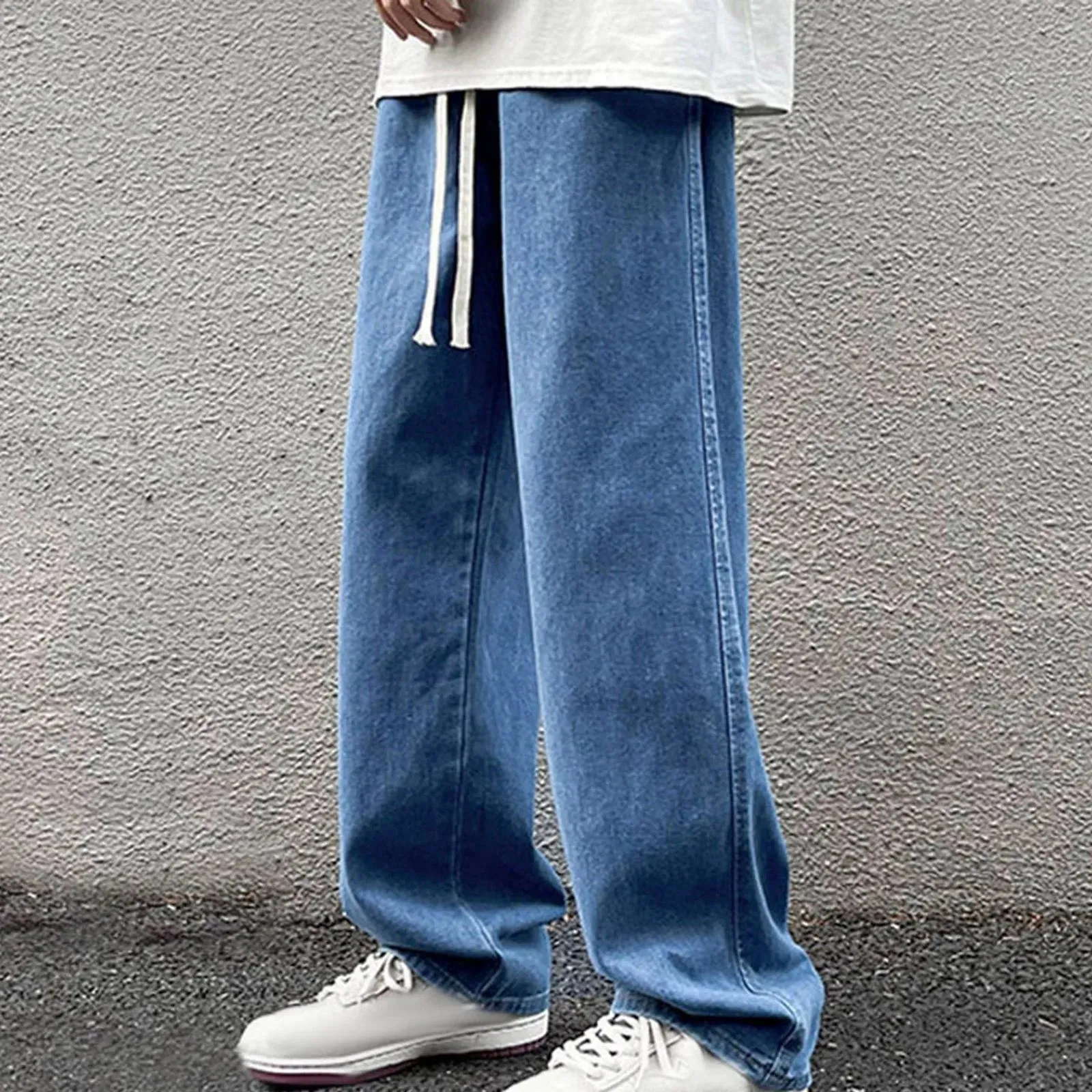 2025 Men's Korean Drawstring Wide Leg Jeans