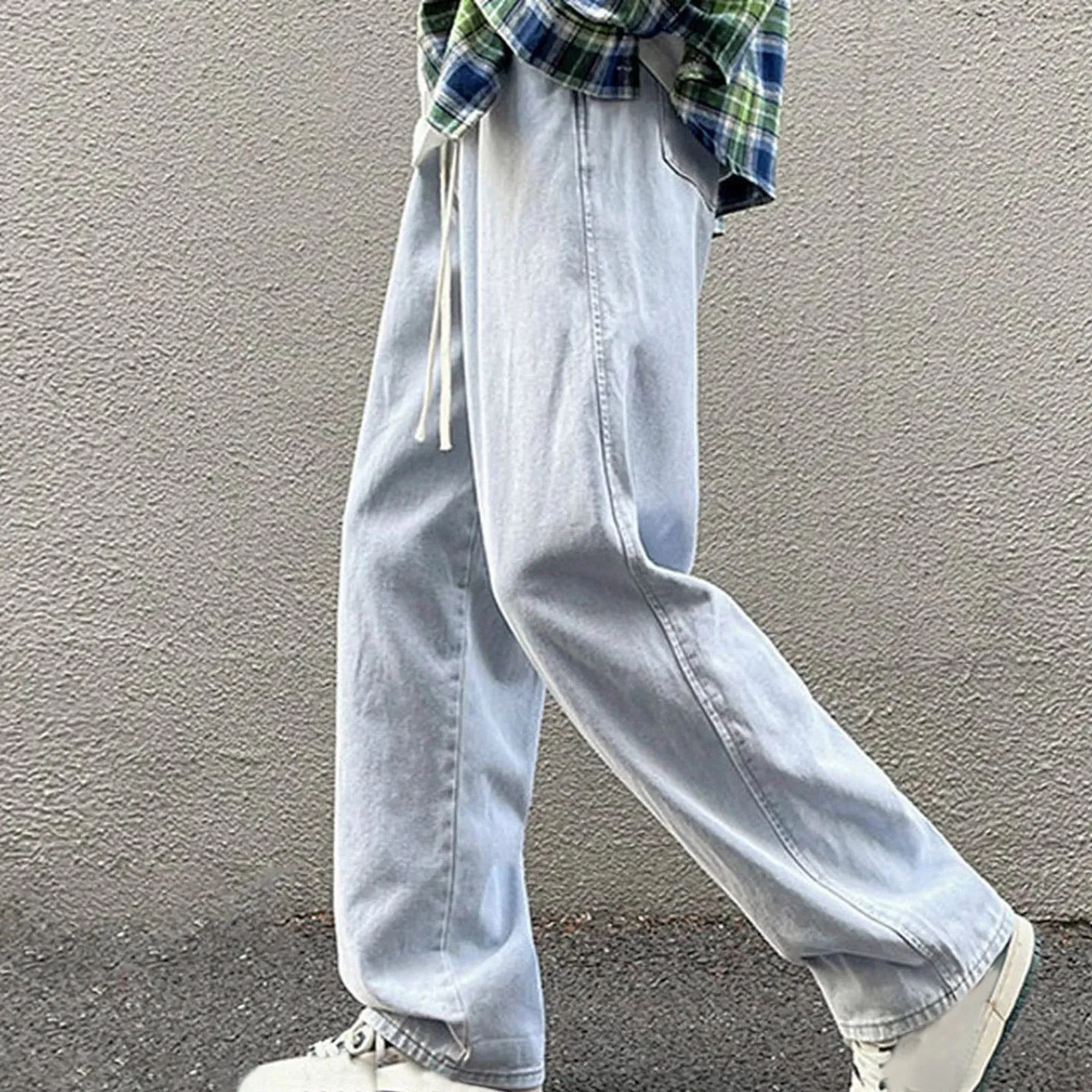 2025 Men's Korean Drawstring Wide Leg Jeans