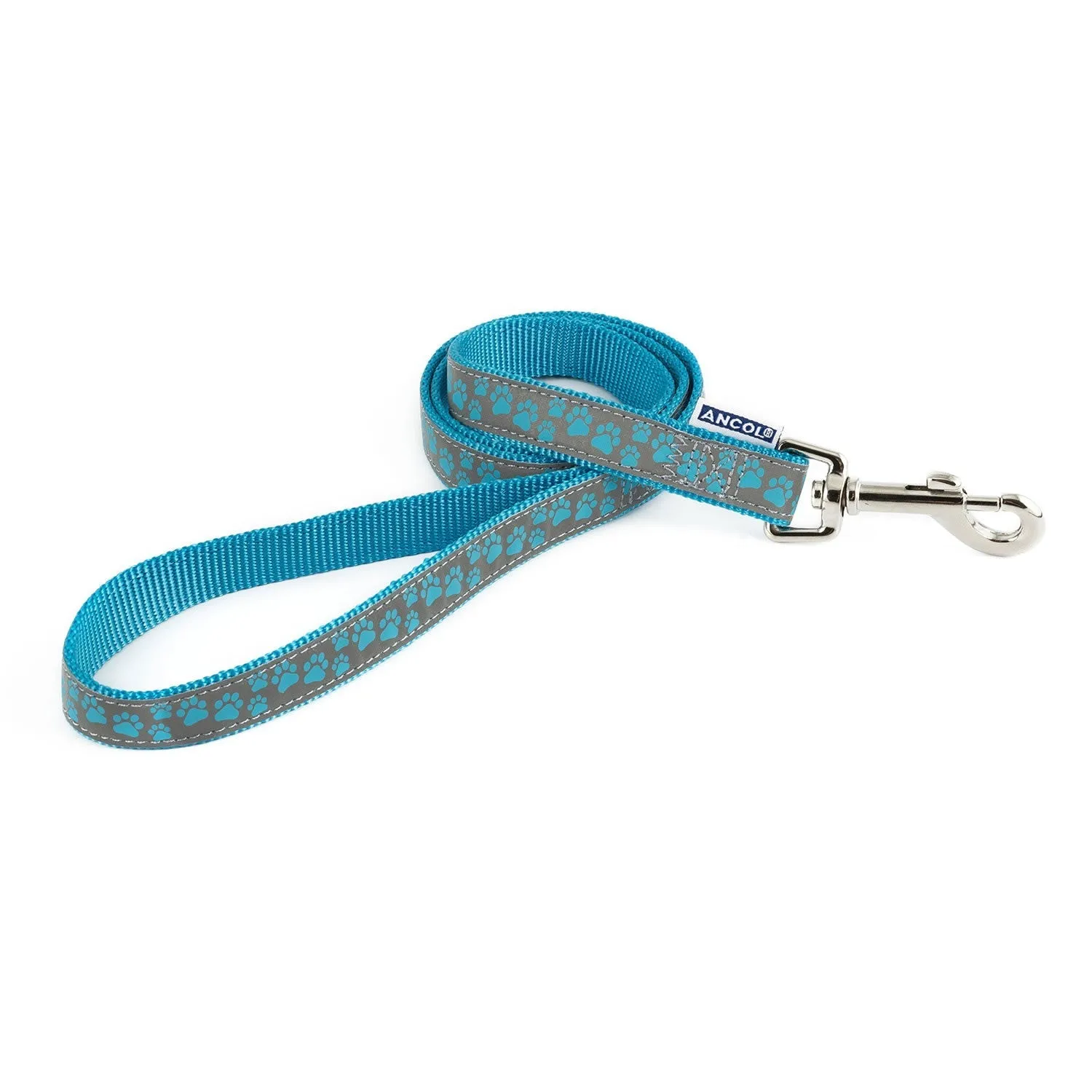 Ancol Patterned Collection Dog Lead Reflective Paw Blue