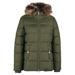 Barbour Midhurst Ladies Quilted Faux Fur Hood Jacket - Deep Olive