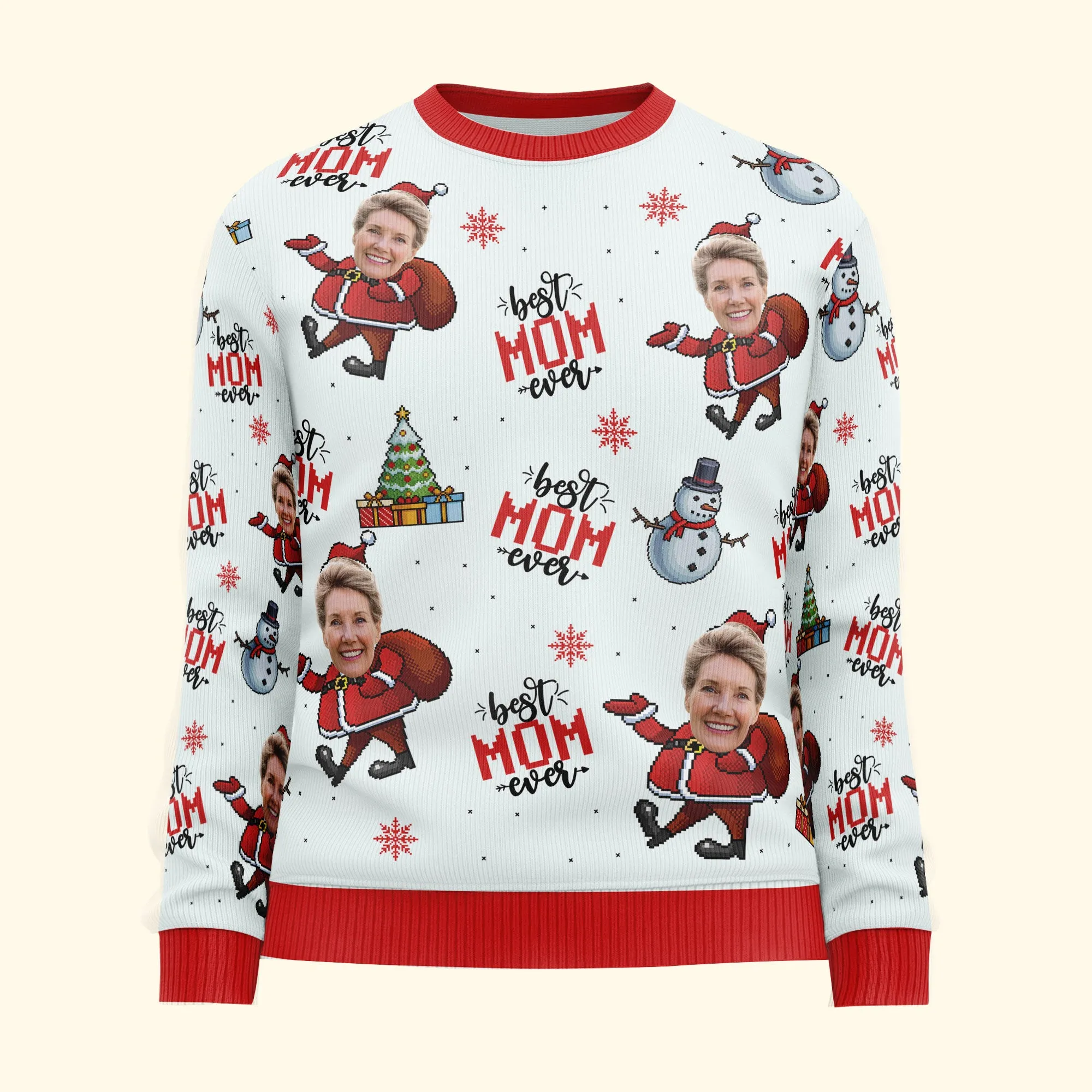 Best Mom Ever - Personalized Photo Ugly Sweater