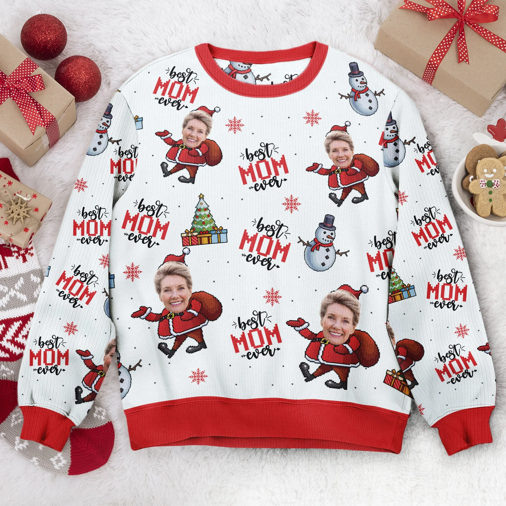 Best Mom Ever - Personalized Photo Ugly Sweater