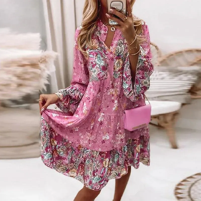 Boho Chic Floral Retro Dress