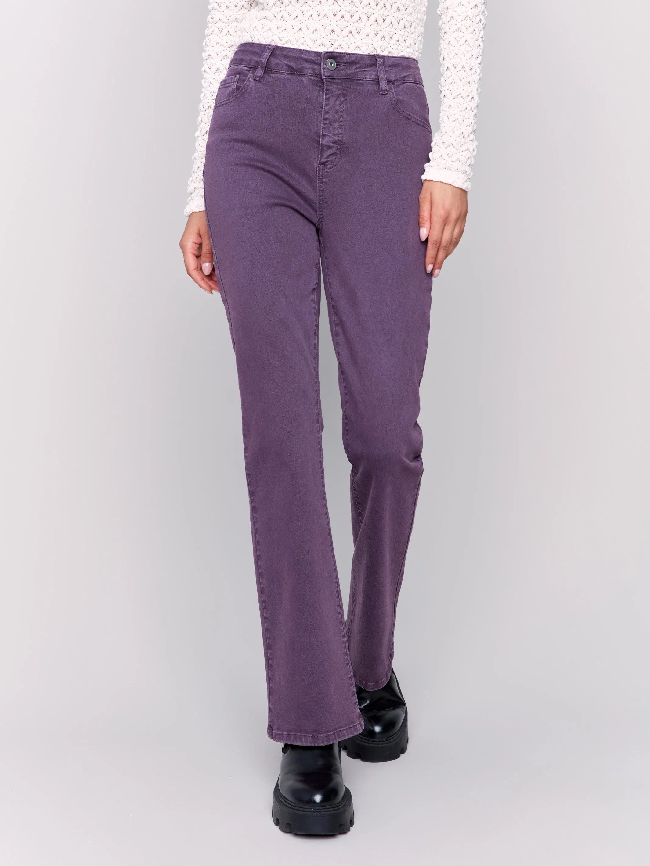 Bootcut Twill Pants - Plum