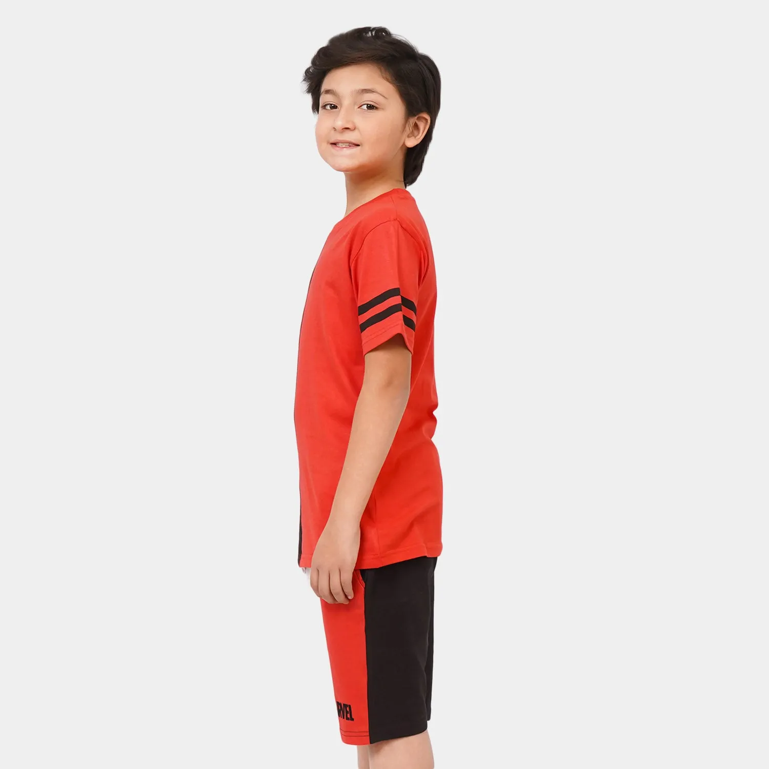 Boys Cotton 2Pcs Suit - Red