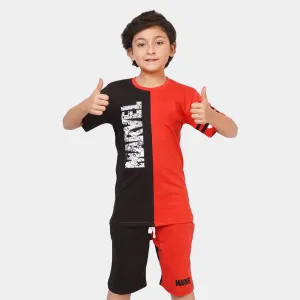 Boys Cotton 2Pcs Suit - Red