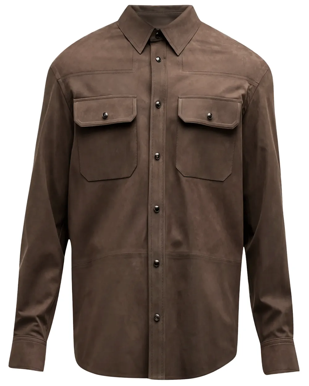 Brown Nubuck Leather Overshirt