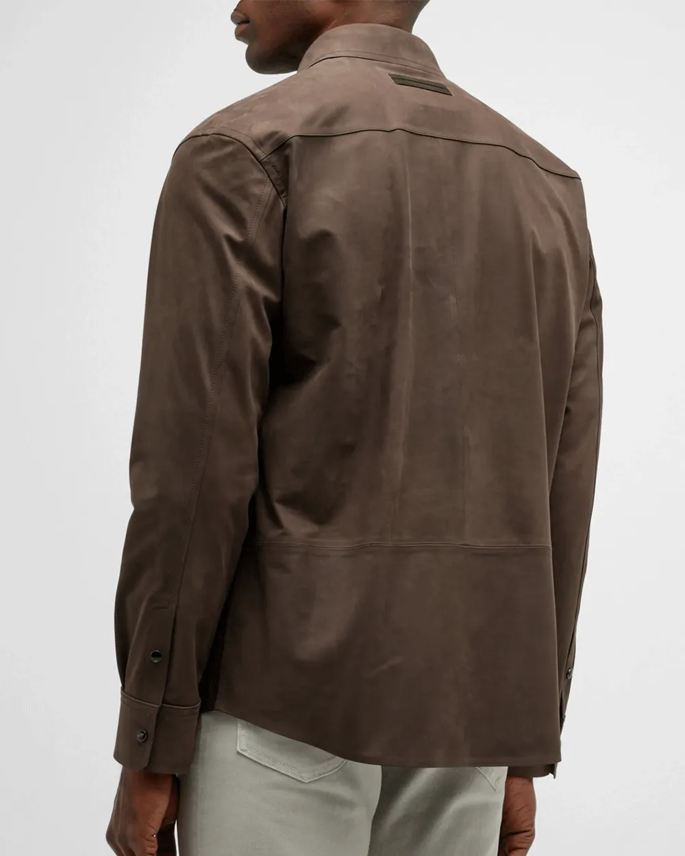 Brown Nubuck Leather Overshirt