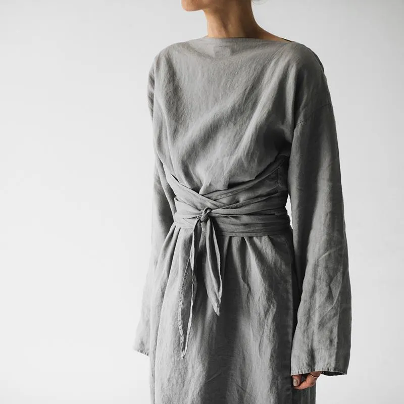 Casual one-neck long-sleeved belt Tunic