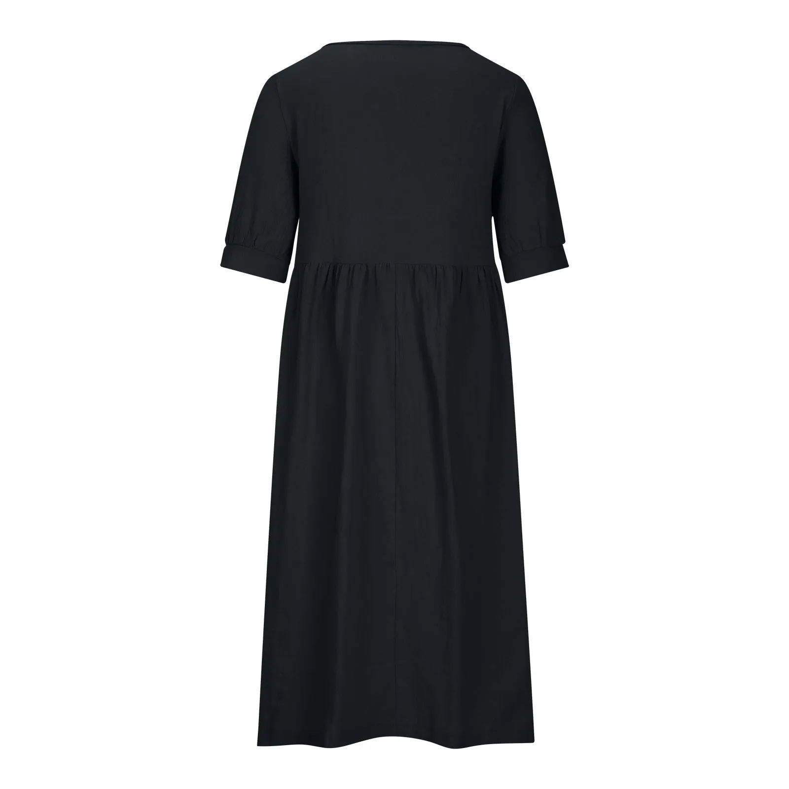 Casual Solid Color Loose Waist Midi Dress