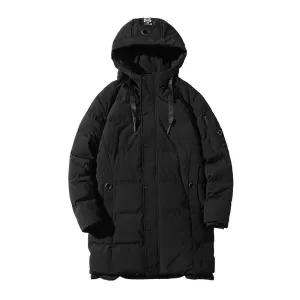 Casual Solid Hooded Long Parka For Men