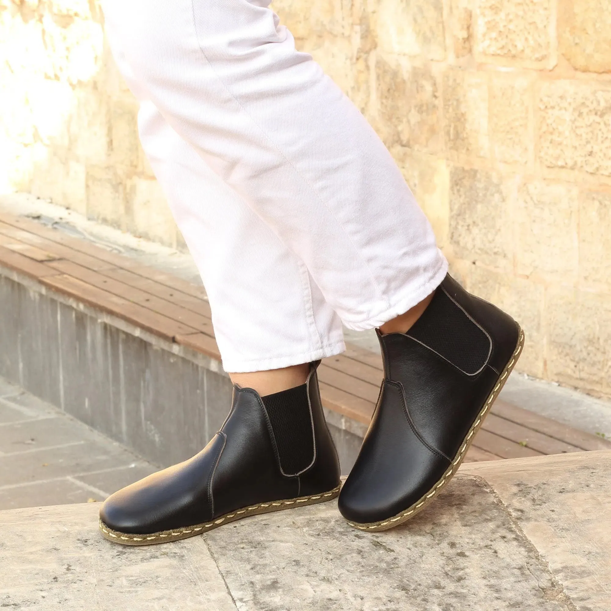 Chelsea Barefoot Boots Black Handmade Women's