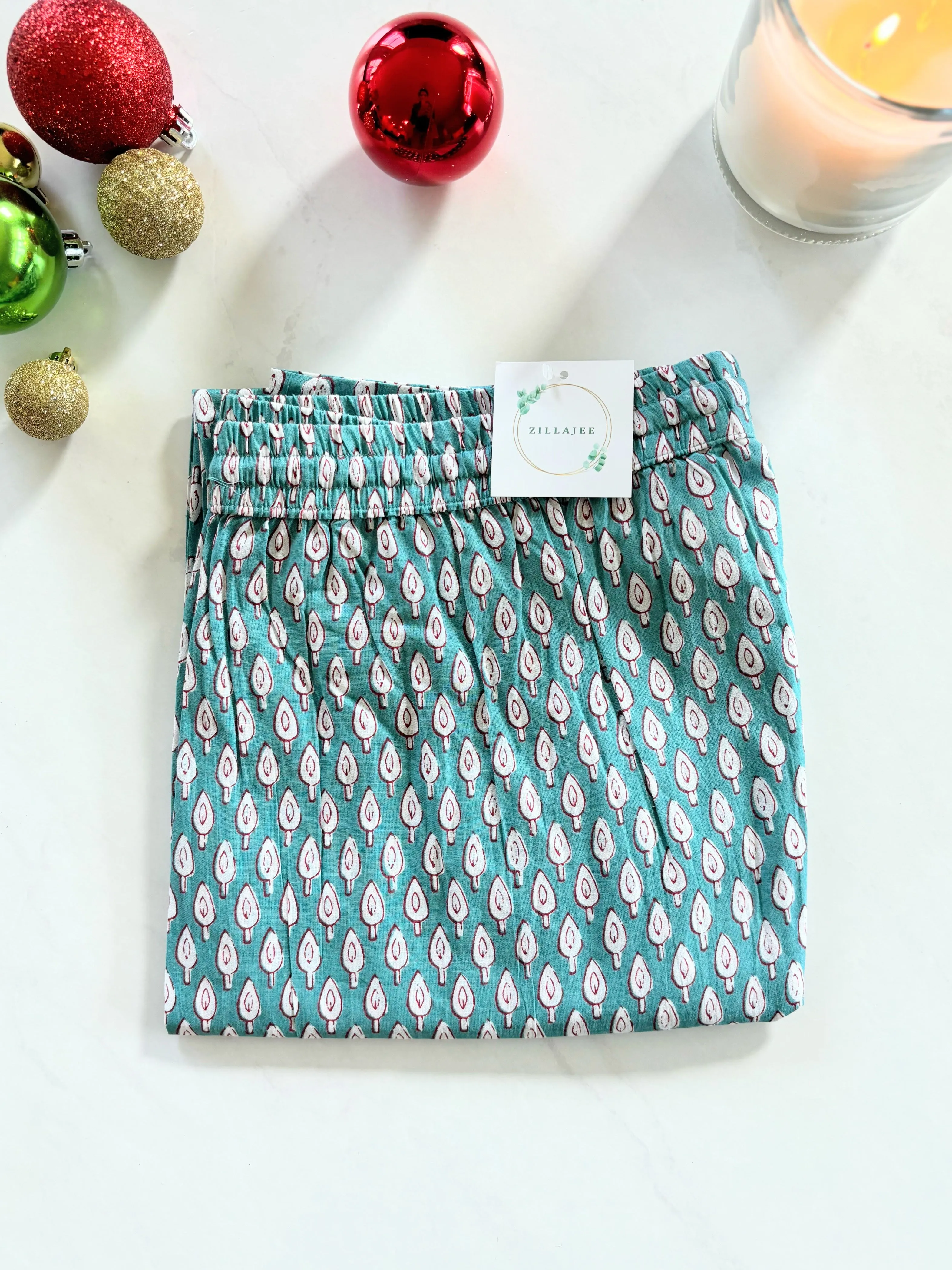 Cotton Pajama Pants Women - Festive Fir