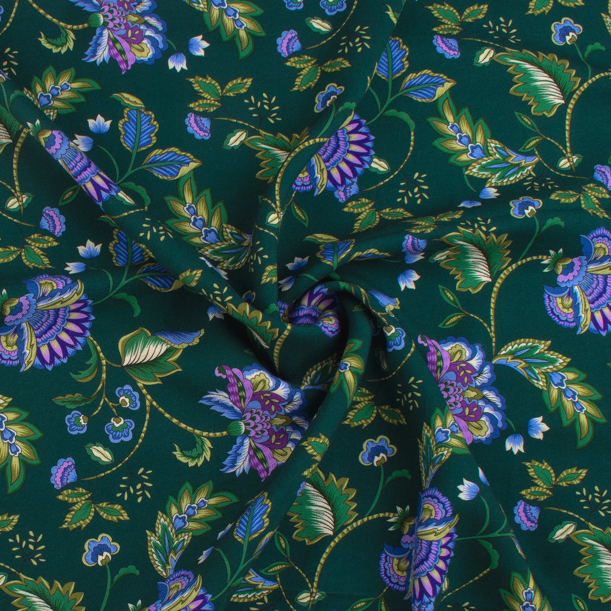 Digital Printed Rayon Twill - SANDRA - 008 - Dark Green