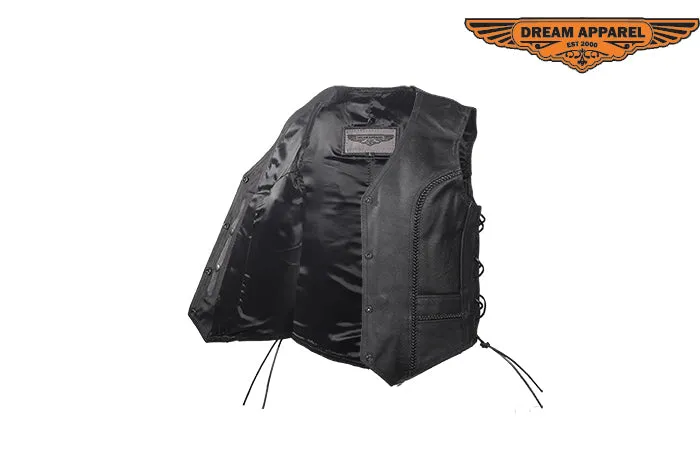 Dream Apparel Womens Leather Vest With Side Laces