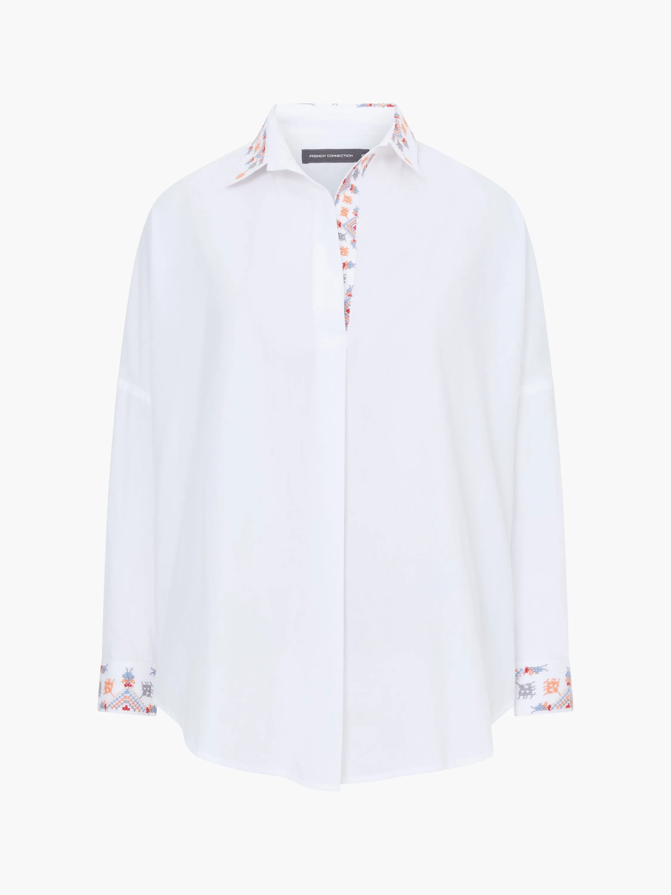 Embroidered Long Sleeve Popover Shirt