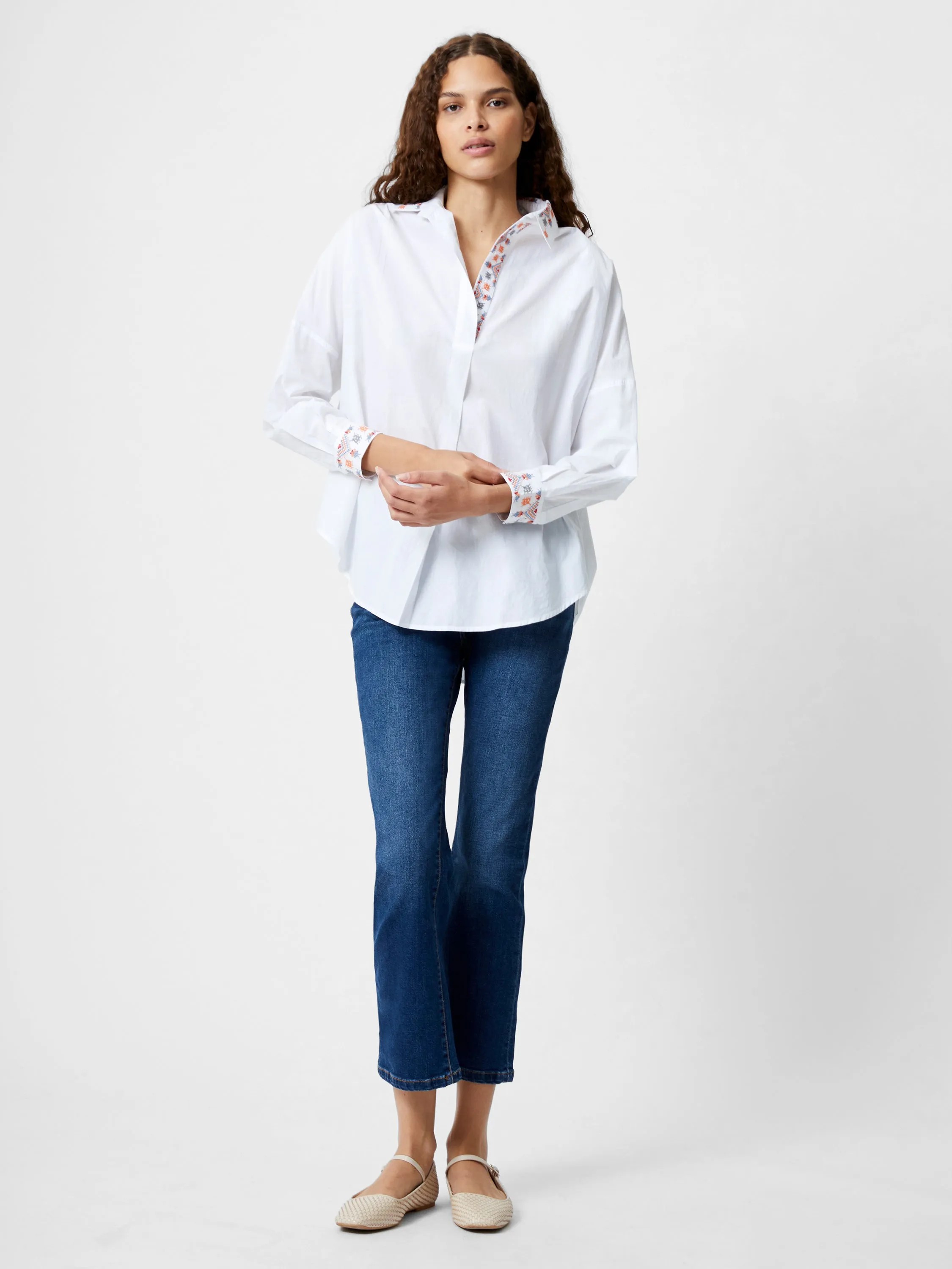 Embroidered Long Sleeve Popover Shirt