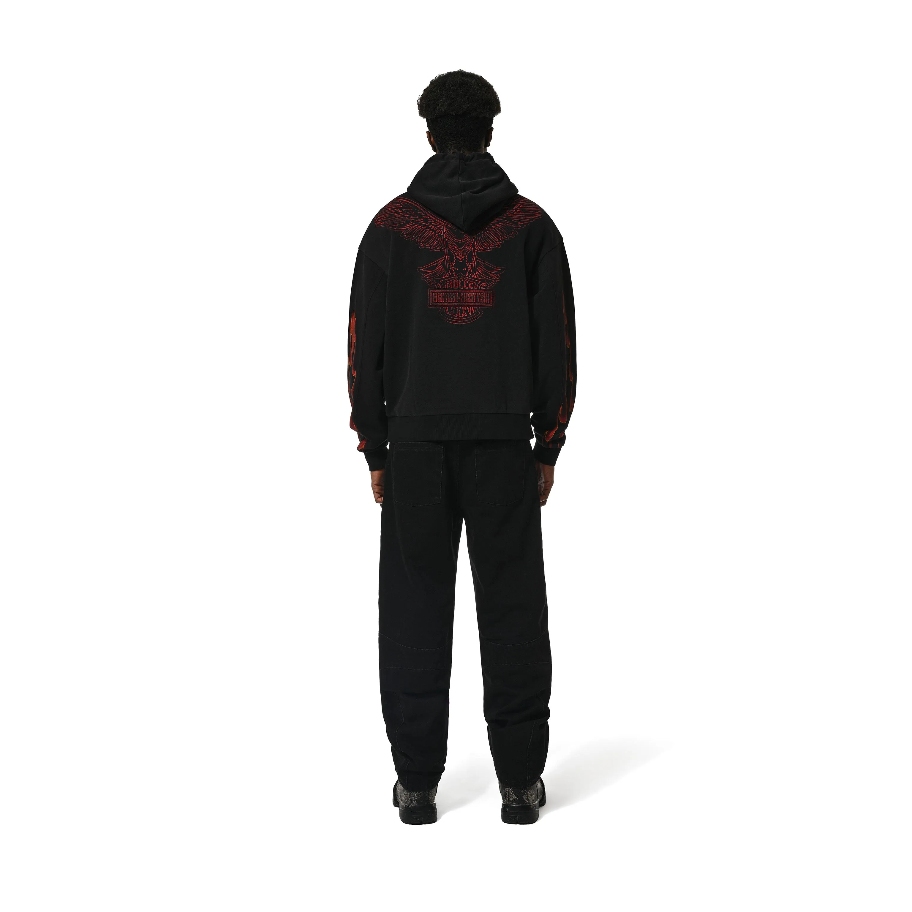 FLAME HOODIE M - BLACK