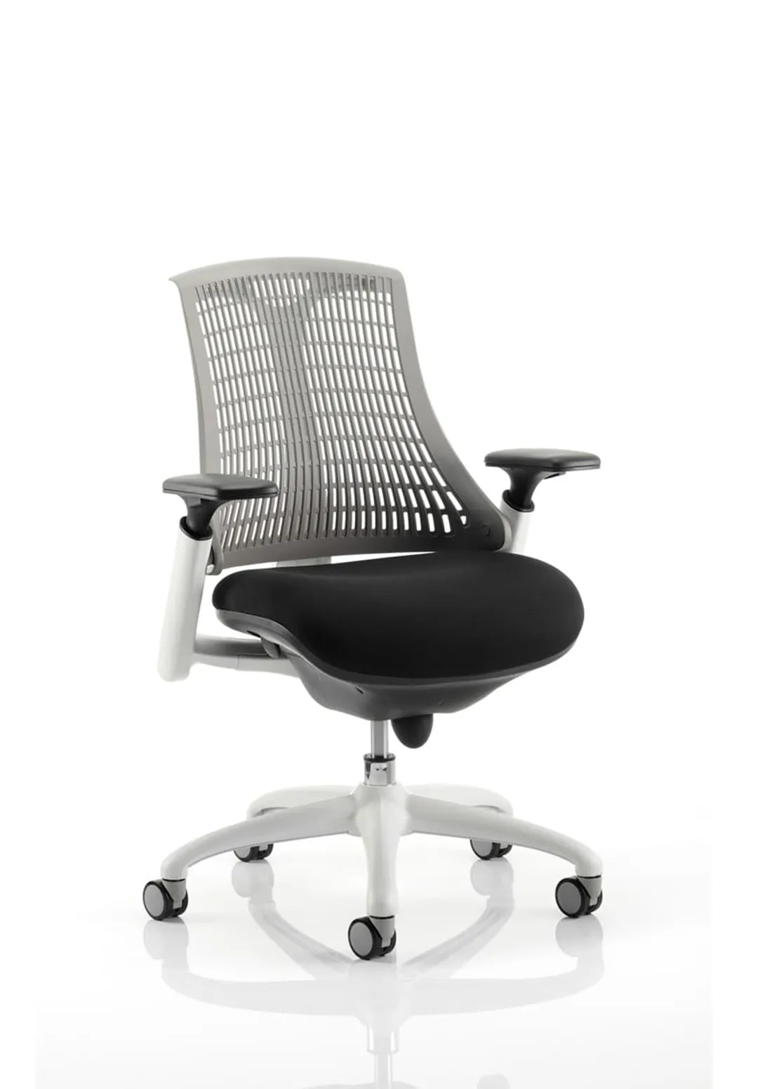 Flex Medium Back White Frame Task Operator Office Chair with Arms