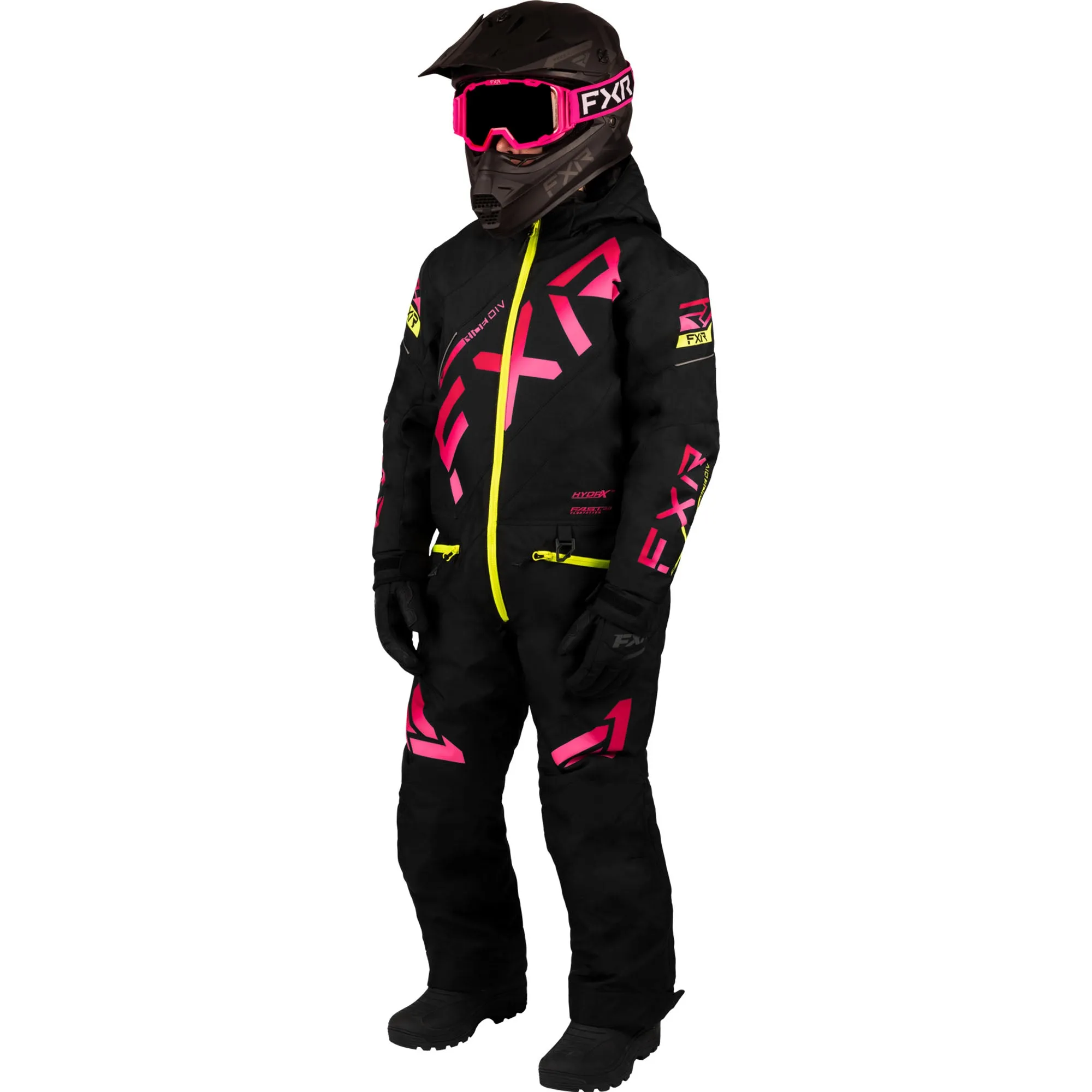 FXR Child CX Snowmobile Monosuit Black/Raspberry Fade