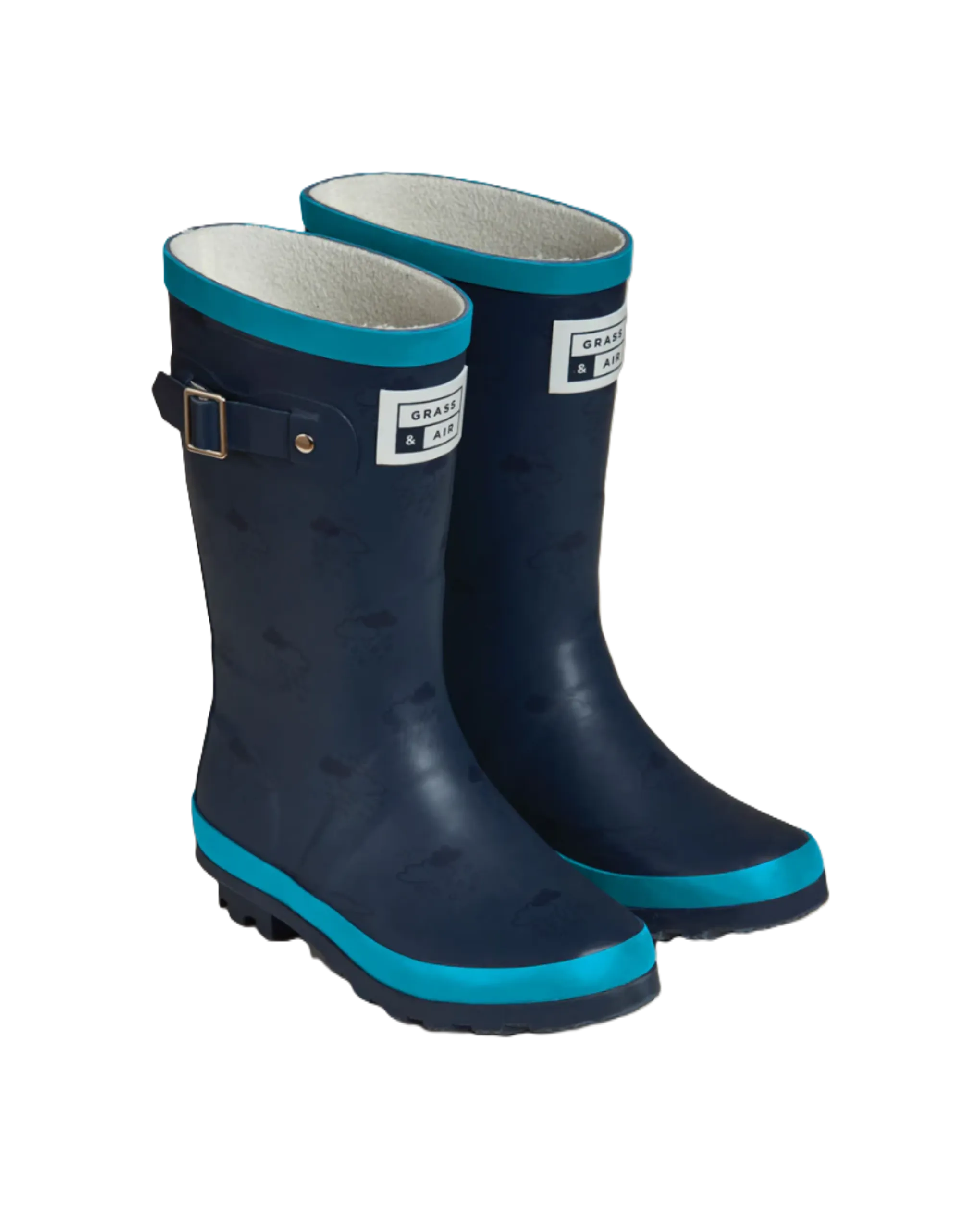 Grass & Air Kids Navy & Turquoise Wellie