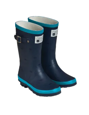 Grass & Air Kids Navy & Turquoise Wellie