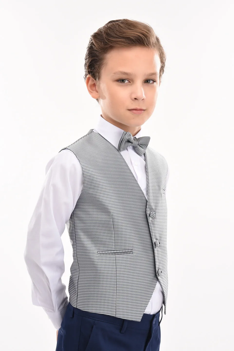 Gray Pin Vest and Bowtie