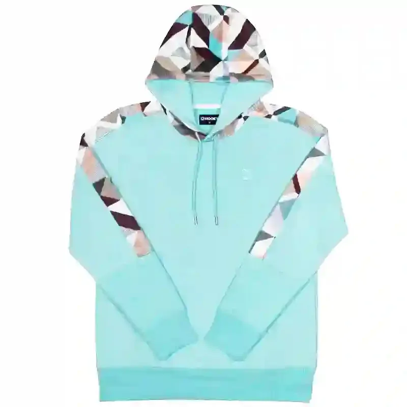 Hooey Ladies Turq Hoodie-Multi Colored Dimensional Accents