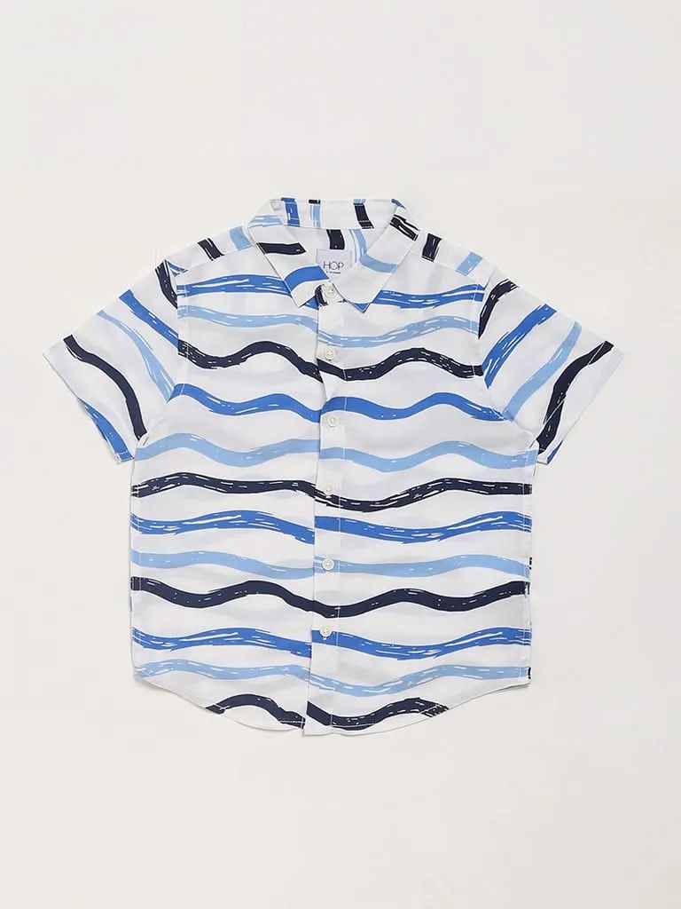 HOP Kids Wavy Printed White Shirt