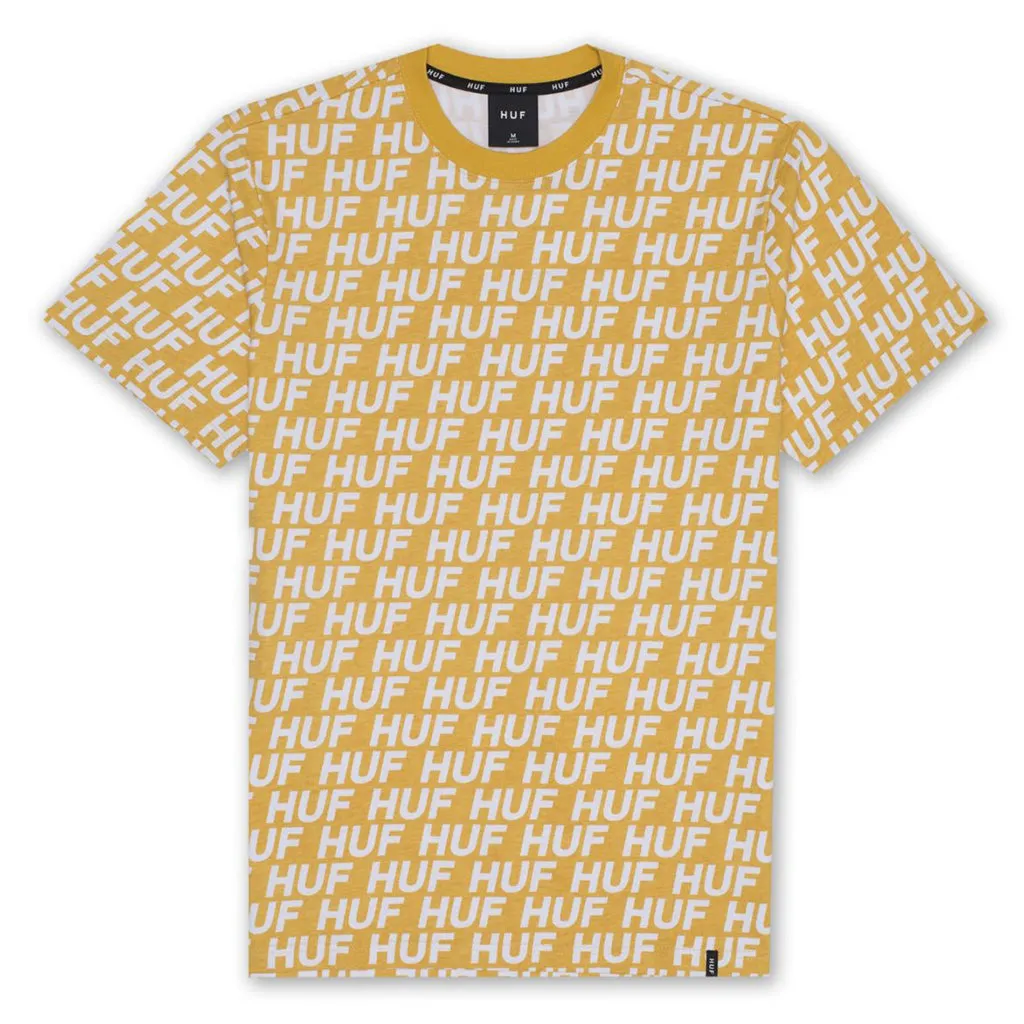 Huf Transit Logo All Over S/S Tee - Mineral Yellow