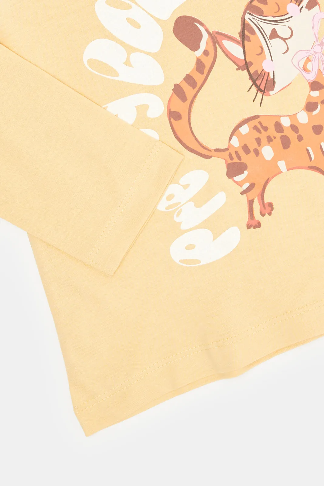 Infant Girls Yellow Placement Print Long Sleeves T-shirt