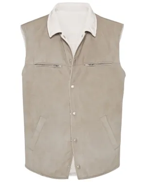 Khaki Leather Vest