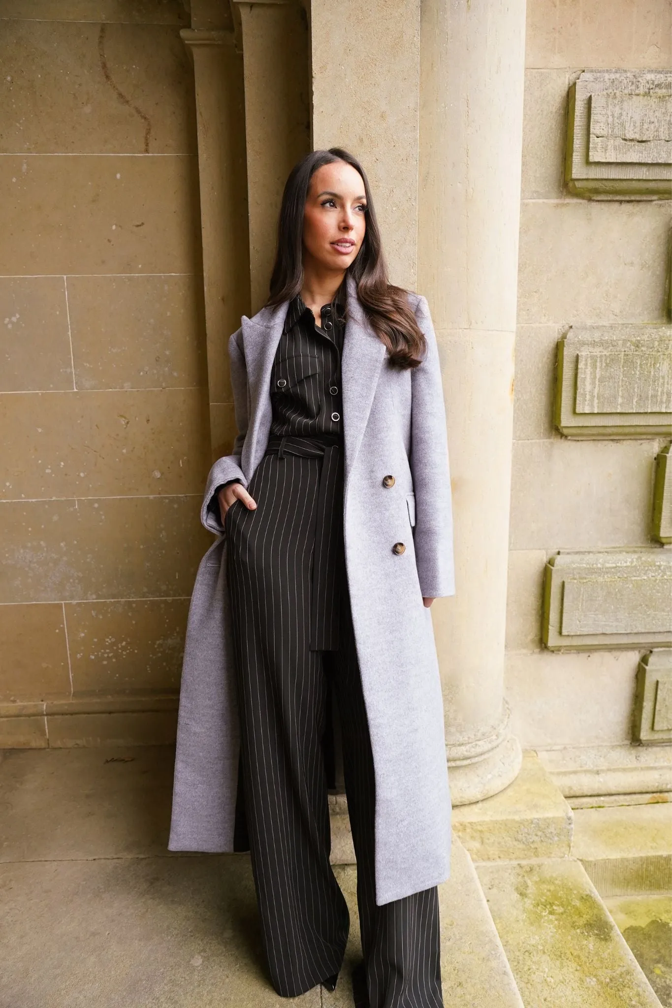 Love Laura Coat In Grey Marl