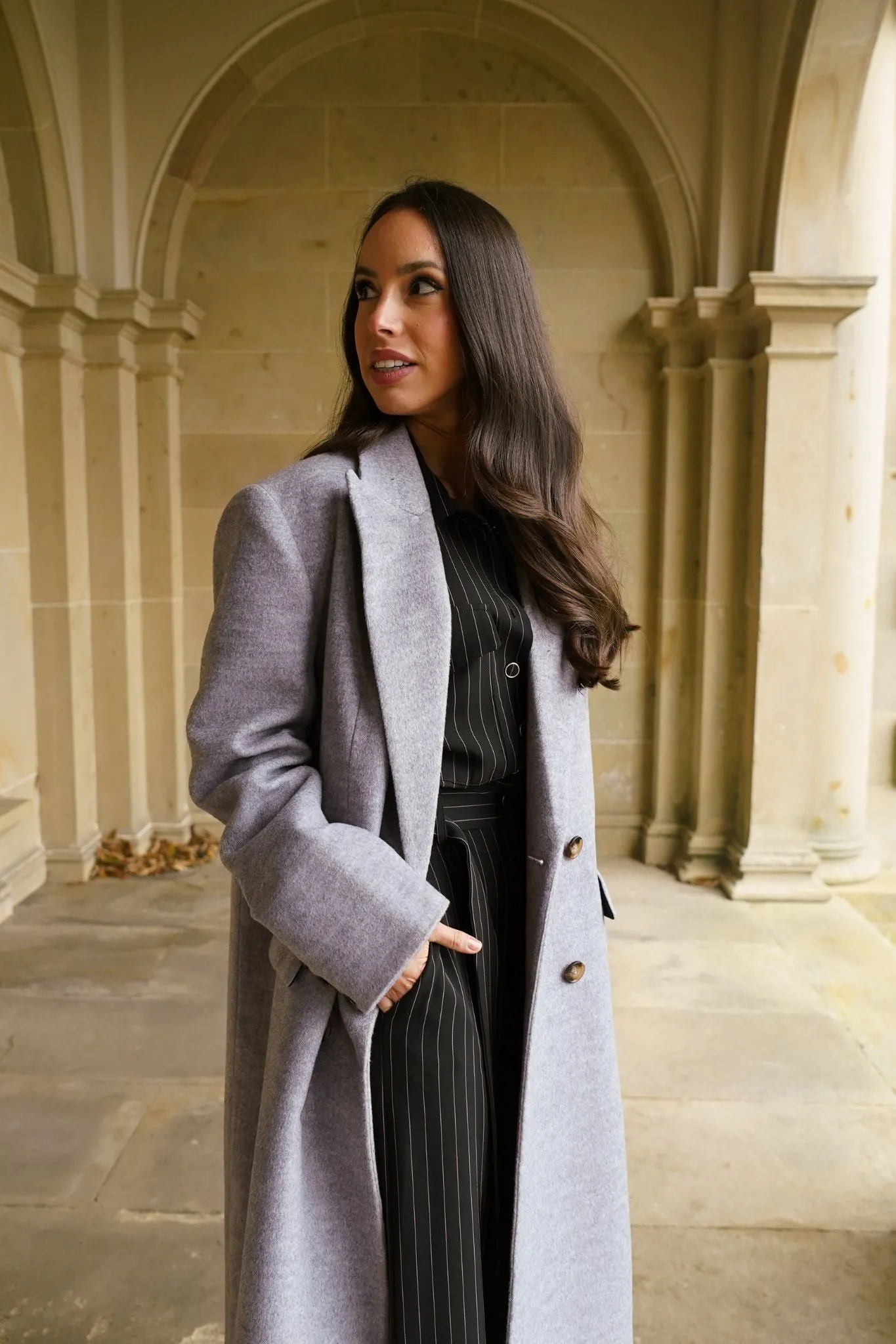 Love Laura Coat In Grey Marl