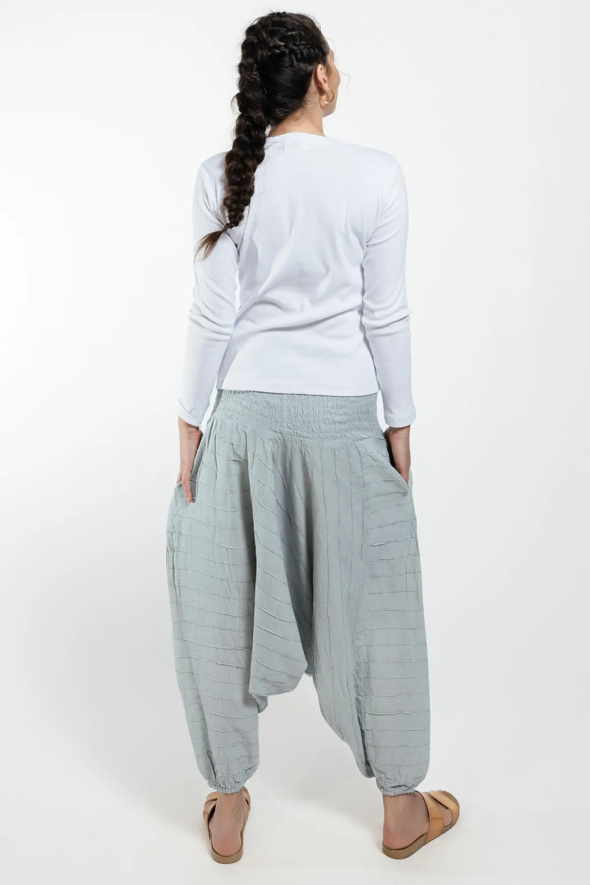 Low Crotch Pants Pintuck - Grey