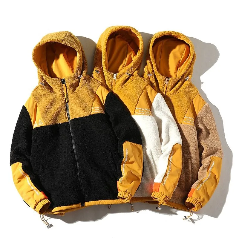 Men's Casual Windproof Fleece Hooded Jacket