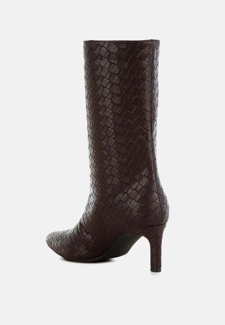 Mentha Woven Faux Leather Boots