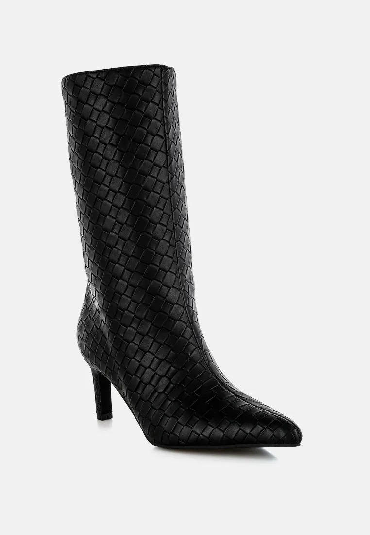 Mentha Woven Faux Leather Boots