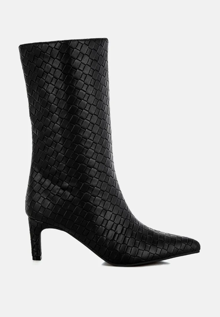 Mentha Woven Faux Leather Boots