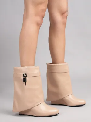 Nude PU High-End-Fashion Stylish Ankle Boots (TC-RS3667-NUD)