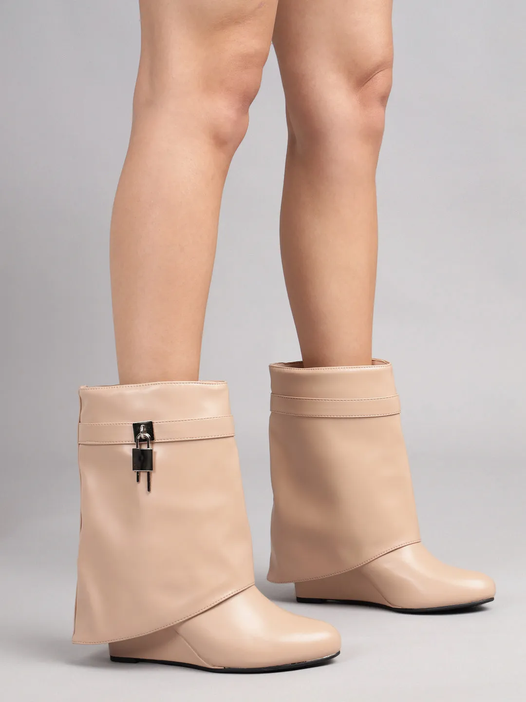 Nude PU High-End-Fashion Stylish Ankle Boots (TC-RS3667-NUD)