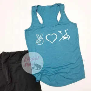 Peace Love Ride Shirt | Spin Bike Racerback Tank Top Shirt