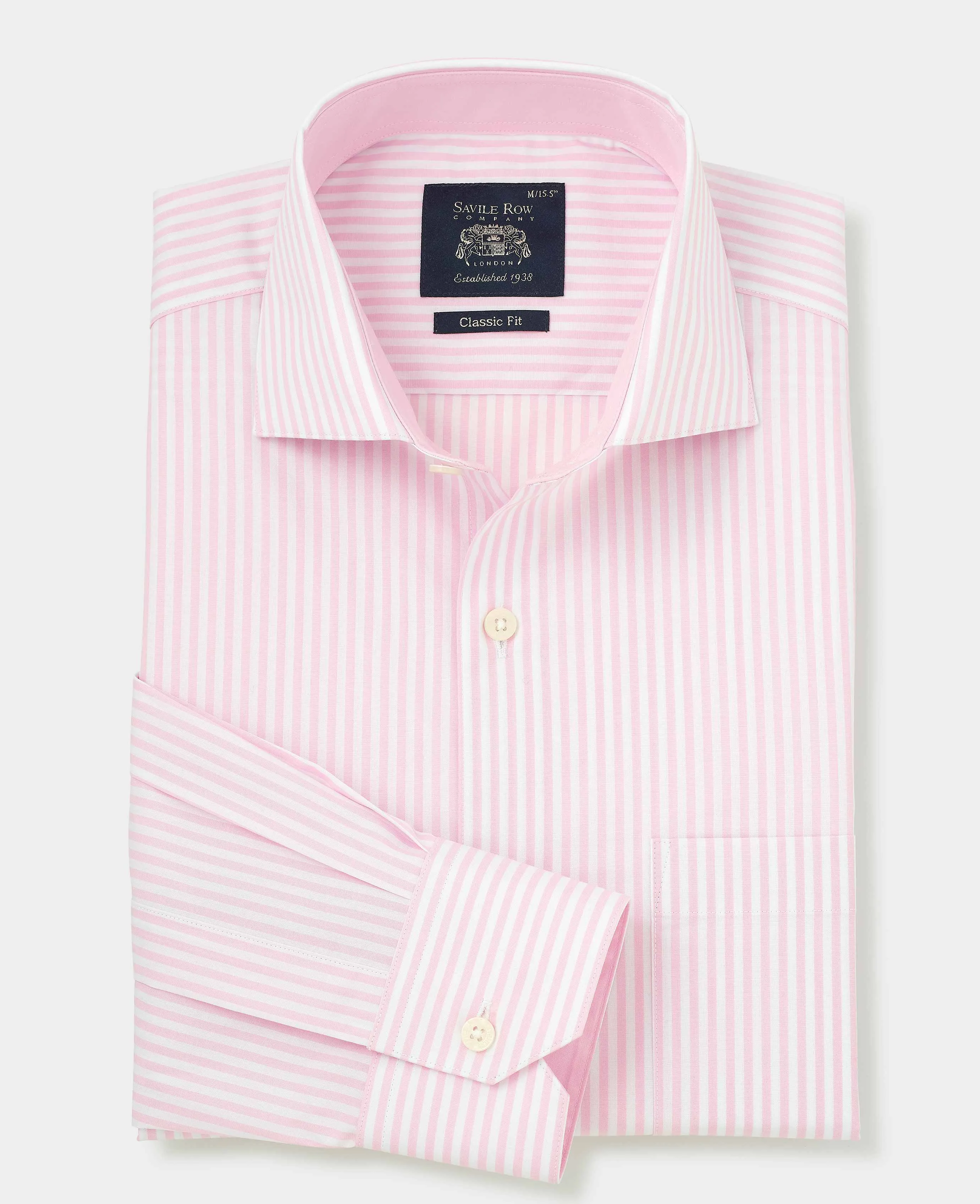 Pink Cotton Bengal Stripe Classic Fit Smart-Casual Shirt - Single Cuff