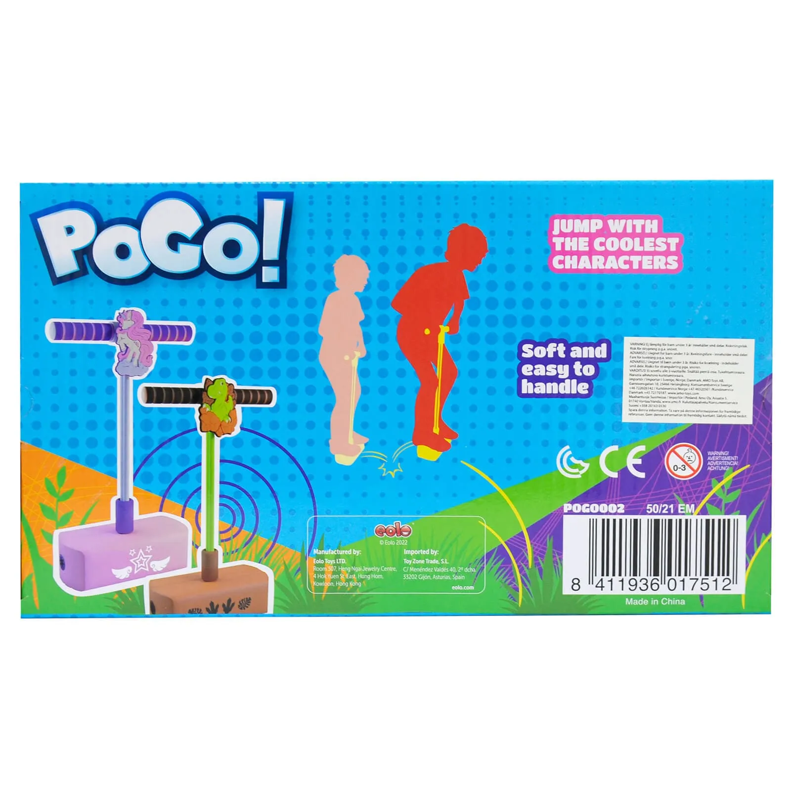 PoGo Jumping Toy Foam Base Squeaker Easy Grip Handle 3 