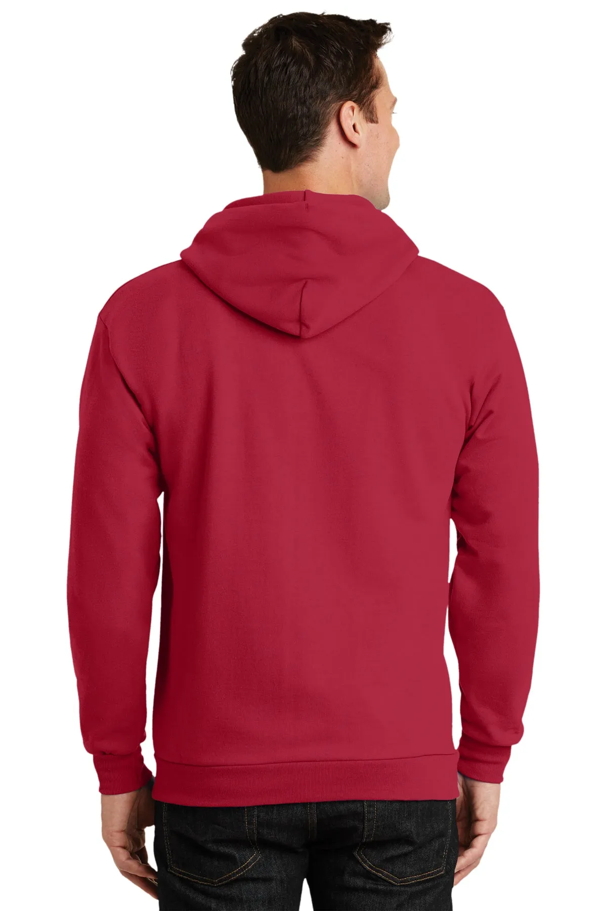 Port & Company Tall Essential Fleece Zip Branded Hoodies, Red