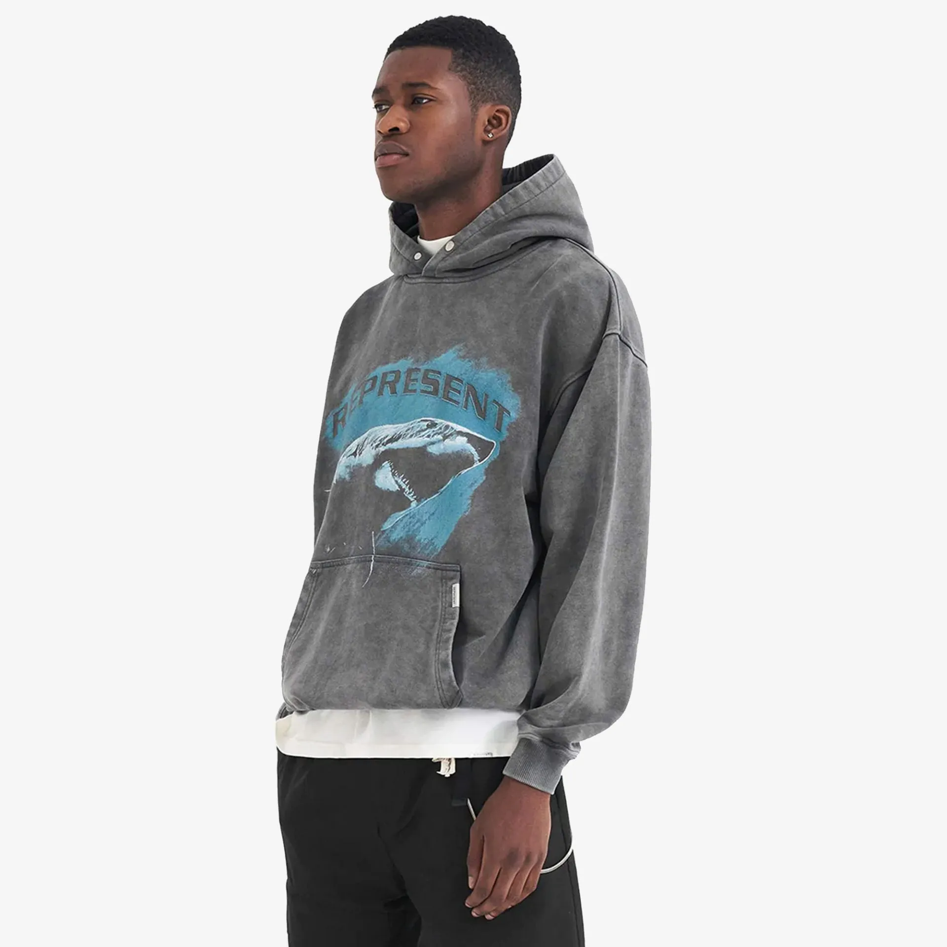 Represent | SHARK HOODIE  { VINTAGE GREY