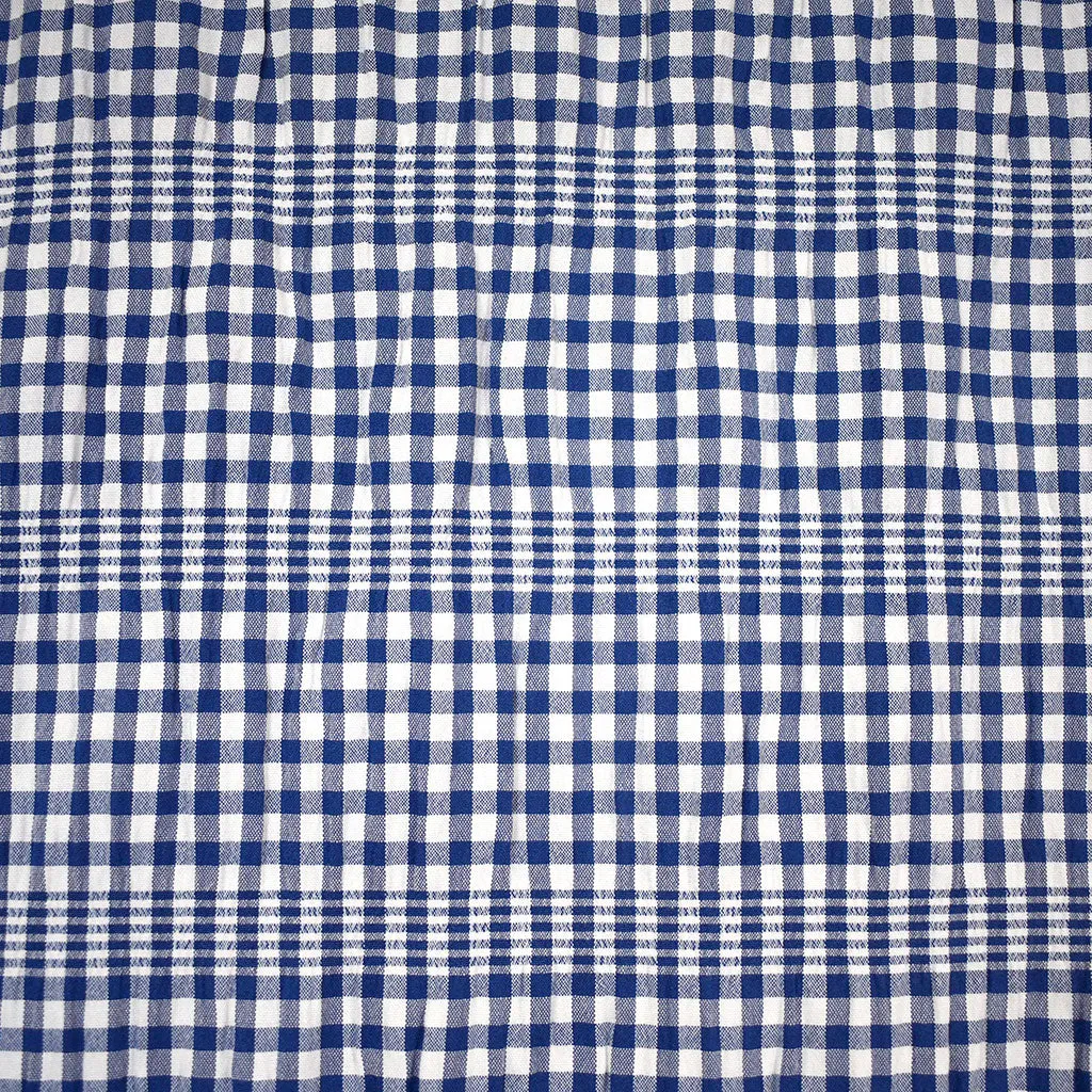 Soft Shirred Gingham Plaid Cotton Lawn Navy/White SY