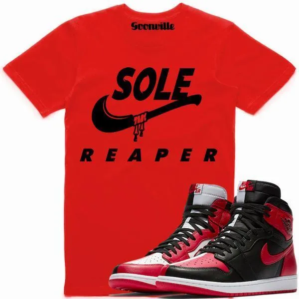 SOLE REAPER Red Sneaker Tees Shirt - Jordan 1 Homage