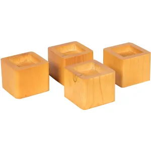 Stackable Honey Wood Bed Lifters Set of 4