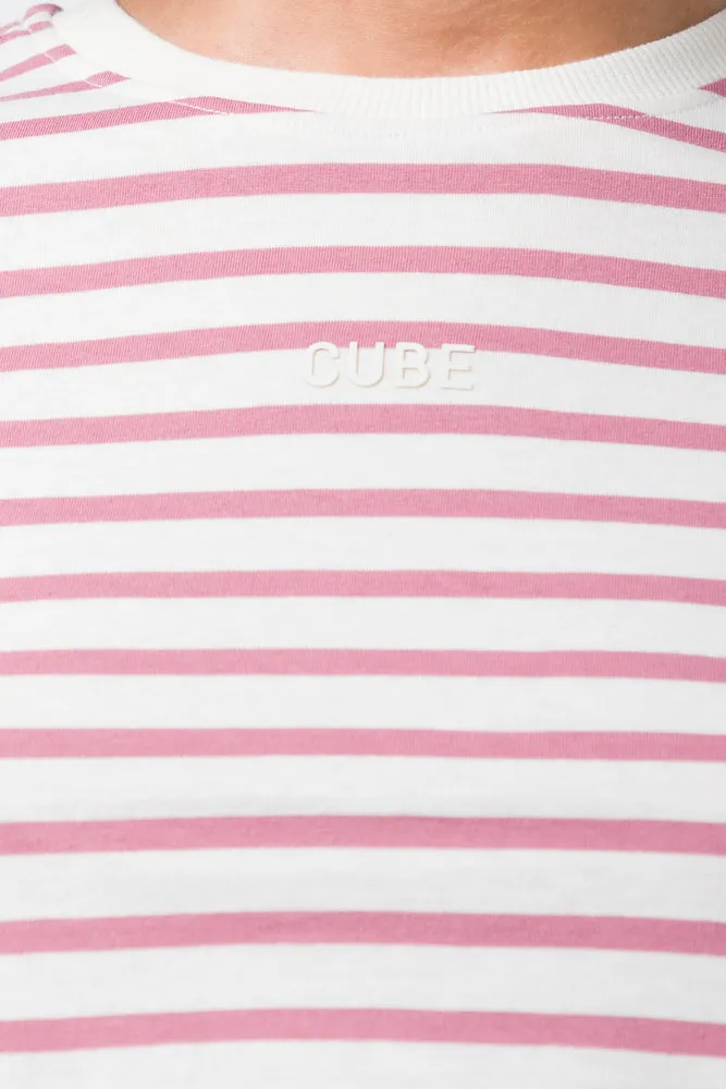 Stripe Cropped Top Mid Pink